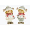 Figura fiú/lány poly 6cm agancsos sapkában 2féle piros