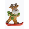 Figura szarvas poly 9cm snowboardos barna